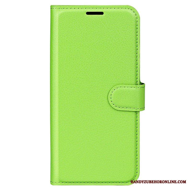 Kotelot iPhone 15 Classic Litchi Faux Leather