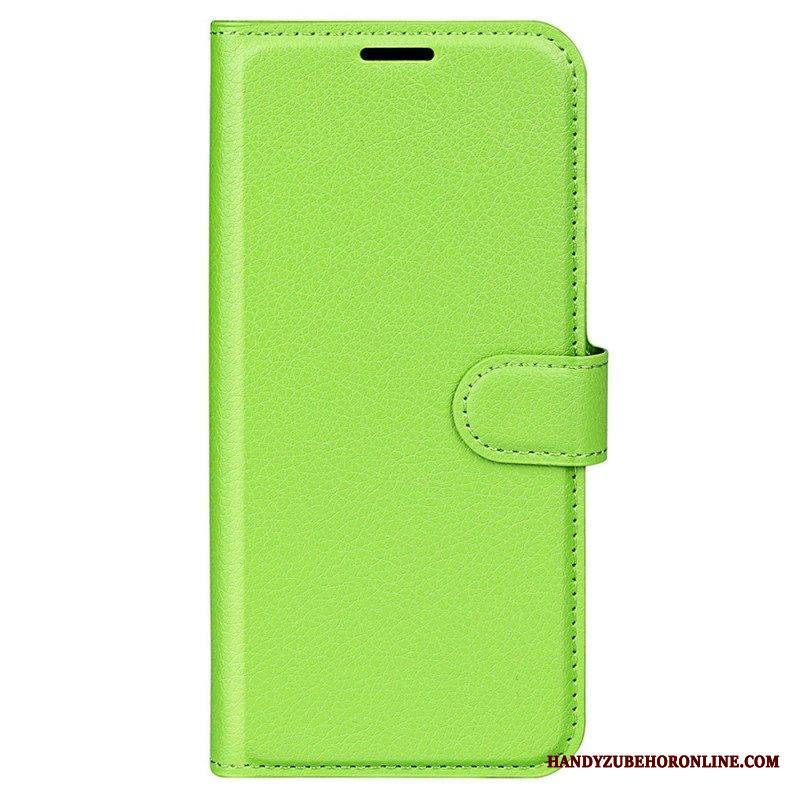 Kotelot iPhone 15 Pro Classic Litchi Faux Leather