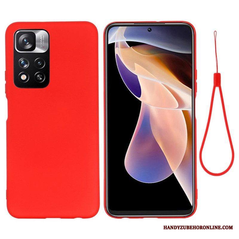 Kuori Xiaomi Redmi Note 11 Pro Plus 5G Nestemäinen Silikoni Kaulanauhalla