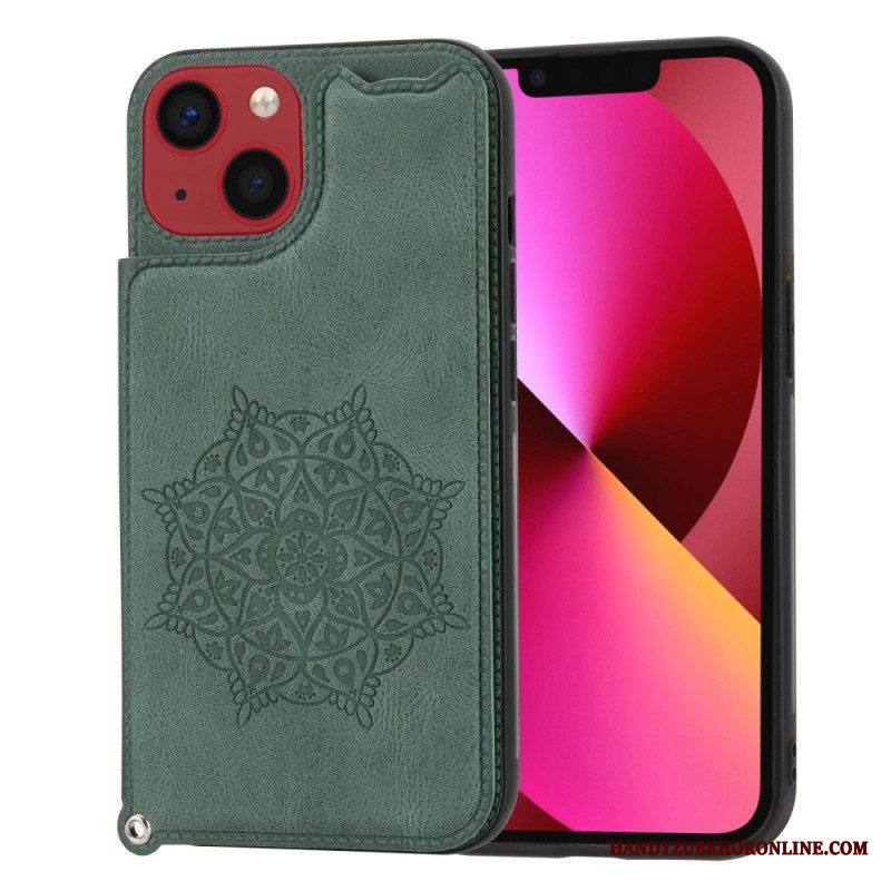 Kuori iPhone 14 Suojaketju Kuori Mandala Strap -korttipidike