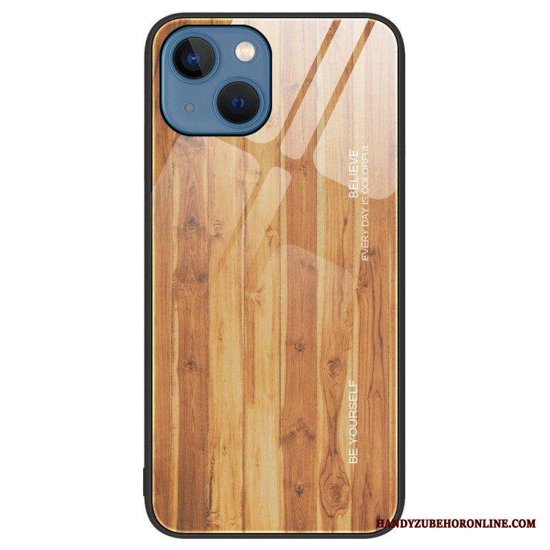 Kuori iPhone 15 Plus Tempered Glass Wood Design