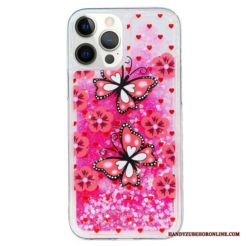 Kuori iPhone 15 Pro Max Perhoset Glitter