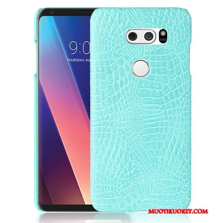 Lg V30 Kuori Vuosikerta Jauhe Suojaus Krokotiili Nahka Murtumaton Kova