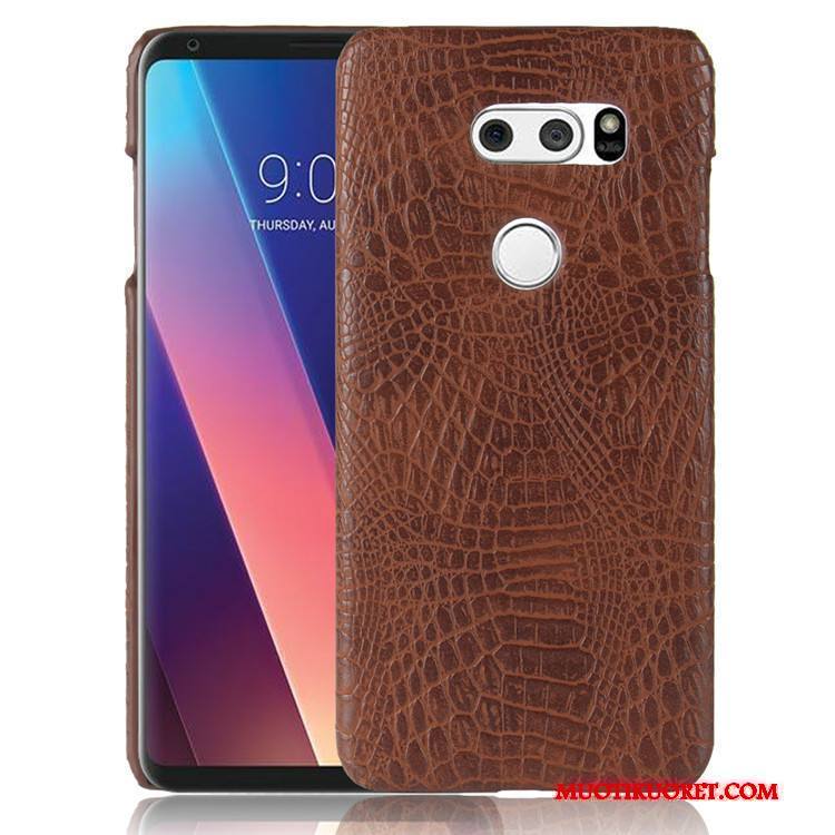 Lg V30 Kuori Vuosikerta Jauhe Suojaus Krokotiili Nahka Murtumaton Kova