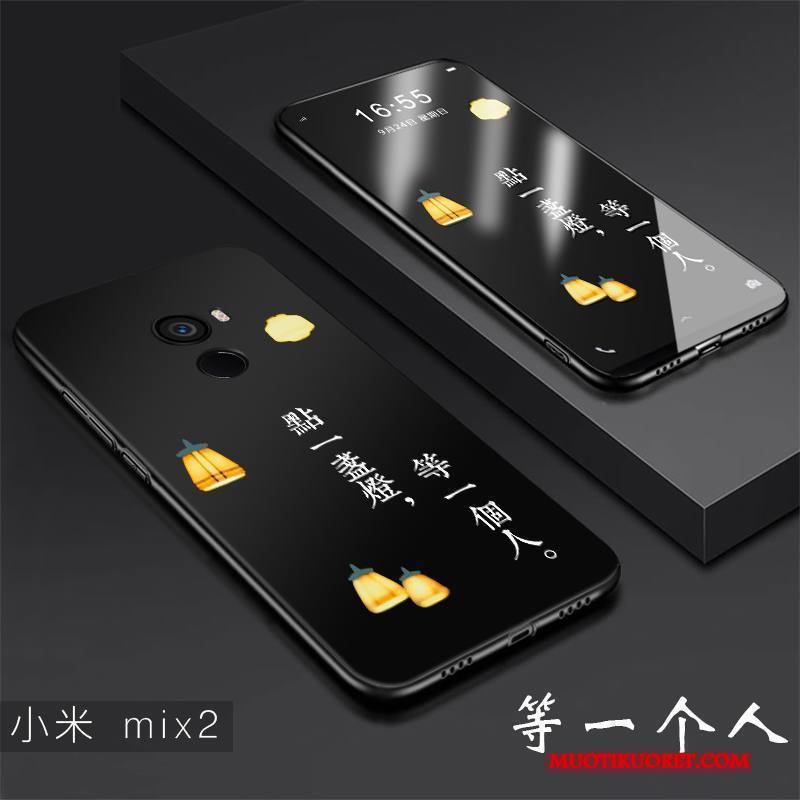 Mi Mix 2 Kuori Pieni Puhelimen Kuoret Suojaus Pesty Suede Persoonallisuus All Inclusive Musta