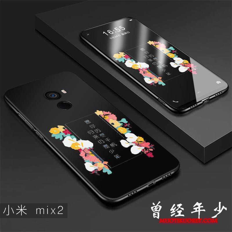 Mi Mix 2 Kuori Pieni Puhelimen Kuoret Suojaus Pesty Suede Persoonallisuus All Inclusive Musta