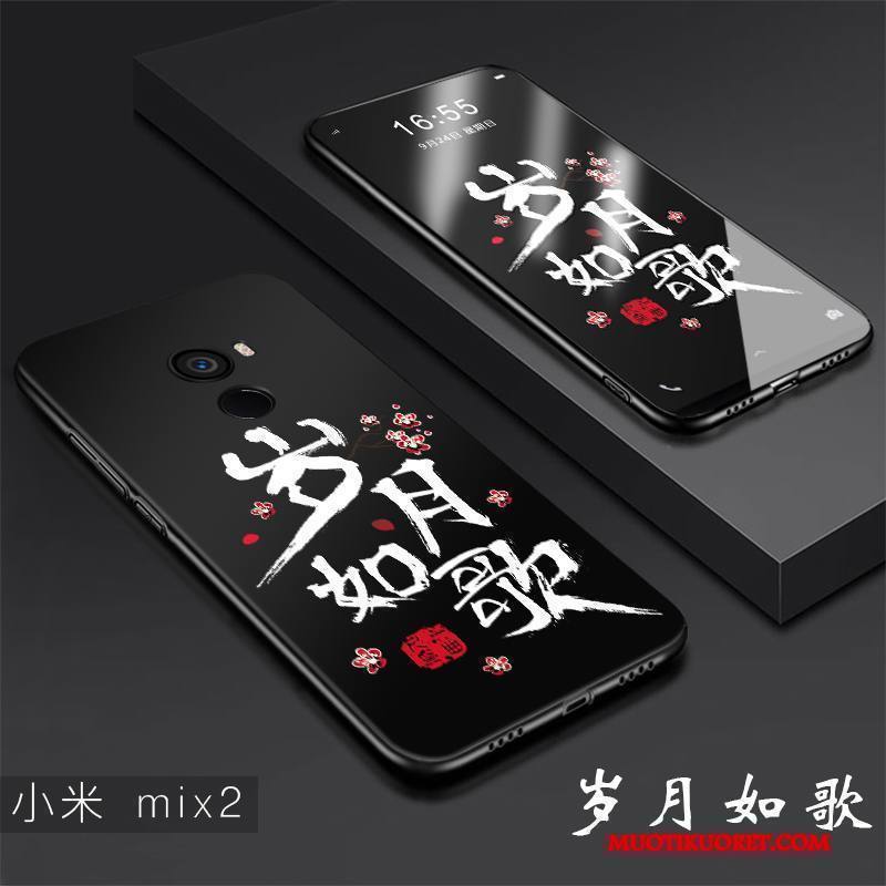 Mi Mix 2 Kuori Pieni Puhelimen Kuoret Suojaus Pesty Suede Persoonallisuus All Inclusive Musta