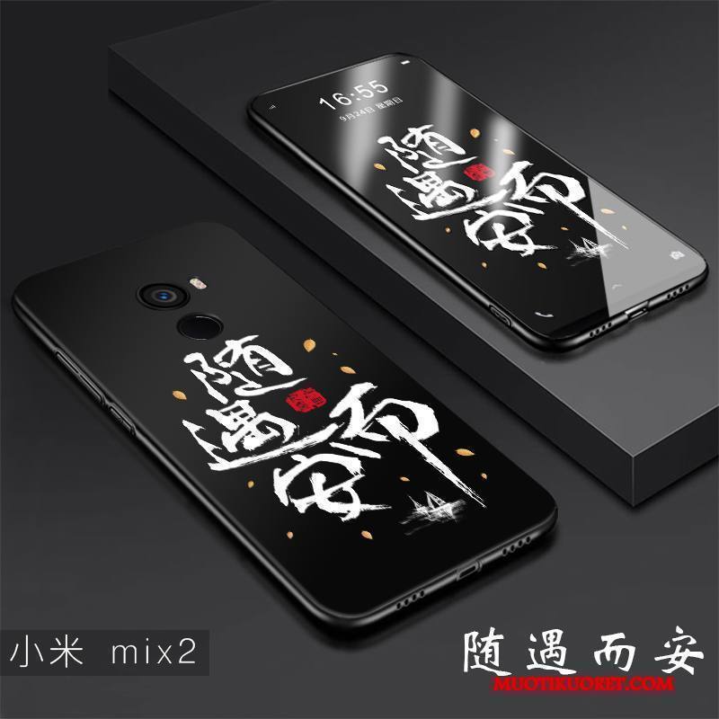 Mi Mix 2 Kuori Pieni Puhelimen Kuoret Suojaus Pesty Suede Persoonallisuus All Inclusive Musta