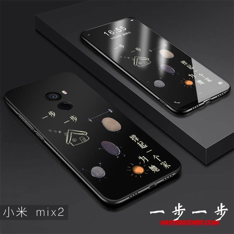 Mi Mix 2 Kuori Pieni Puhelimen Kuoret Suojaus Pesty Suede Persoonallisuus All Inclusive Musta