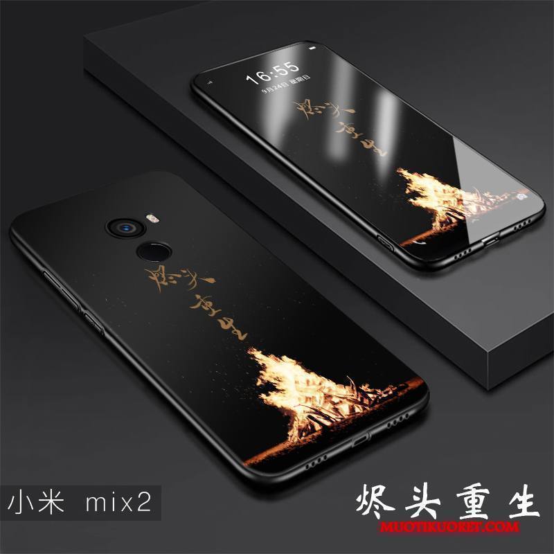 Mi Mix 2 Kuori Pieni Puhelimen Kuoret Suojaus Pesty Suede Persoonallisuus All Inclusive Musta