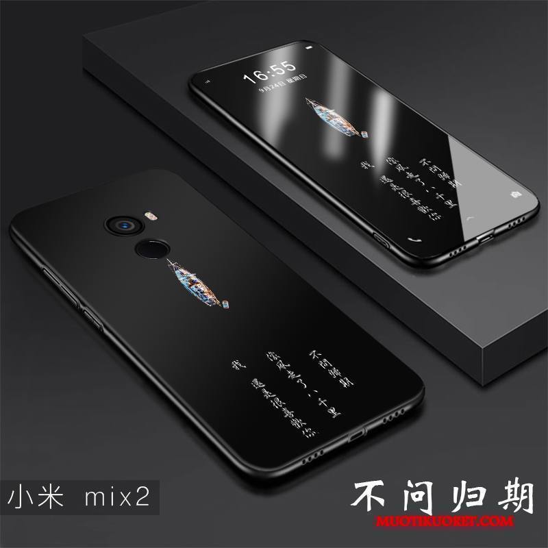 Mi Mix 2 Kuori Pieni Puhelimen Kuoret Suojaus Pesty Suede Persoonallisuus All Inclusive Musta