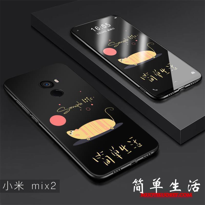 Mi Mix 2 Kuori Pieni Puhelimen Kuoret Suojaus Pesty Suede Persoonallisuus All Inclusive Musta