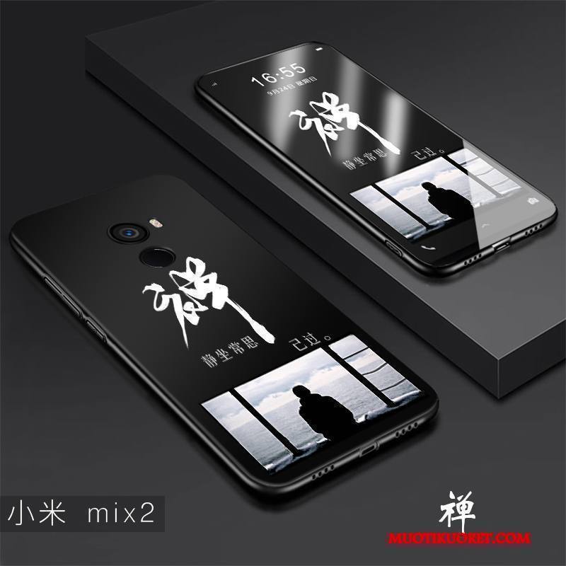 Mi Mix 2 Kuori Pieni Puhelimen Kuoret Suojaus Pesty Suede Persoonallisuus All Inclusive Musta