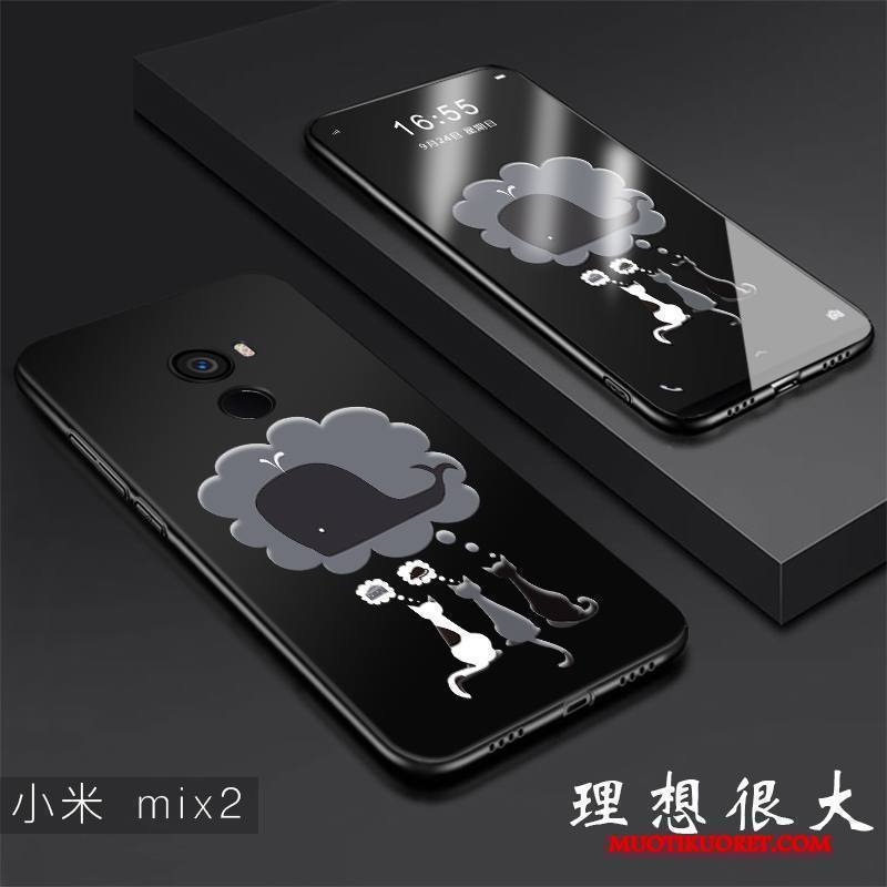 Mi Mix 2 Kuori Pieni Puhelimen Kuoret Suojaus Pesty Suede Persoonallisuus All Inclusive Musta