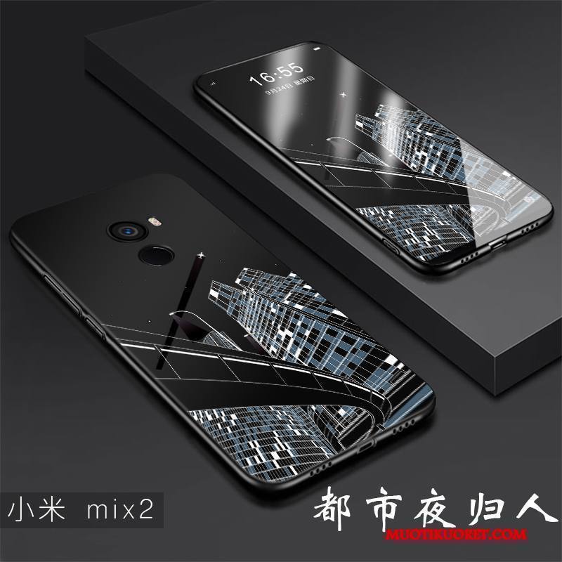 Mi Mix 2 Kuori Pieni Puhelimen Kuoret Suojaus Pesty Suede Persoonallisuus All Inclusive Musta