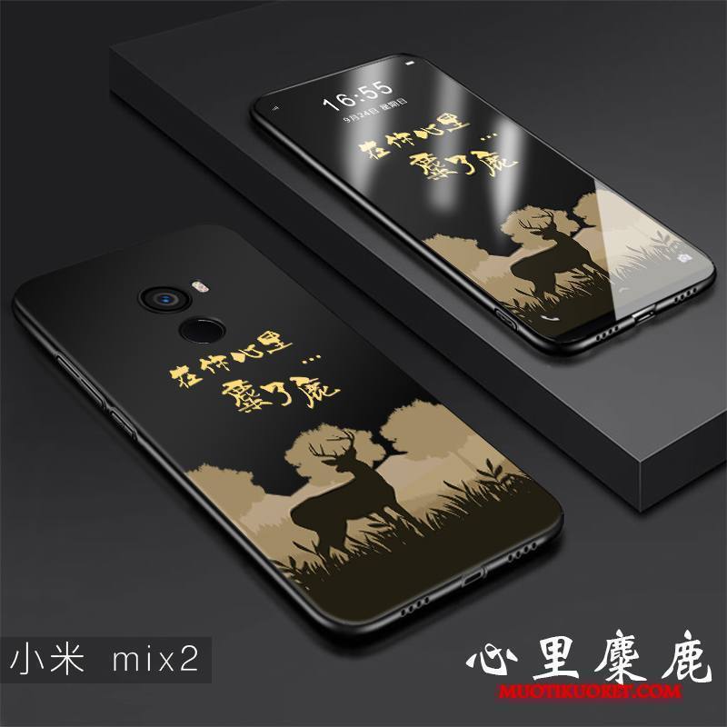 Mi Mix 2 Kuori Pieni Puhelimen Kuoret Suojaus Pesty Suede Persoonallisuus All Inclusive Musta