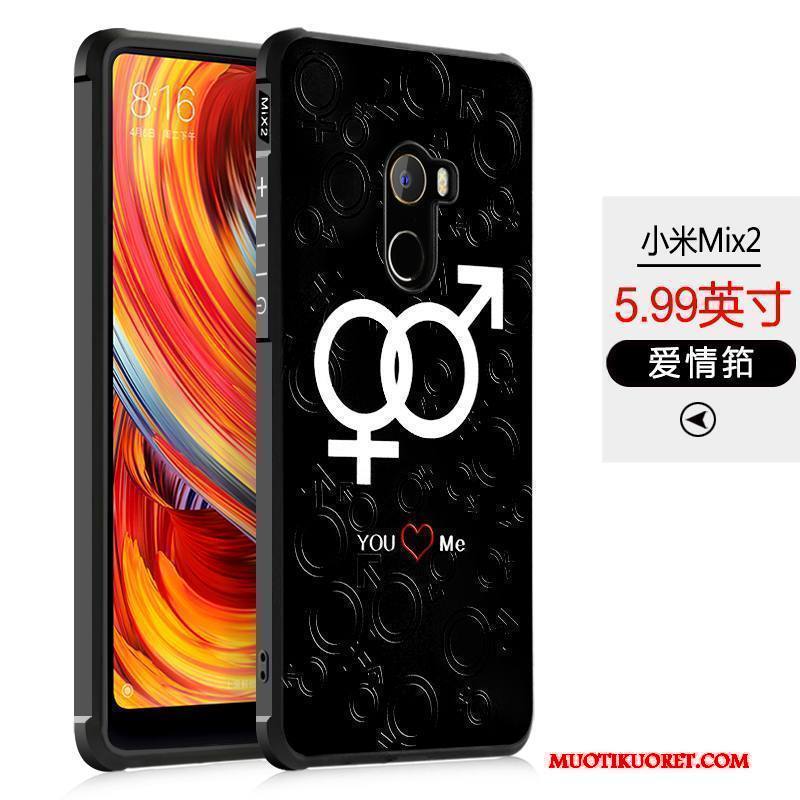 Mi Mix 2 Kuori Sarjakuva Puhelimen Kuoret Suojaus Kotelo Musta Pieni Silikoni