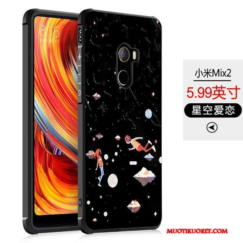 Mi Mix 2 Kuori Sarjakuva Puhelimen Kuoret Suojaus Kotelo Musta Pieni Silikoni