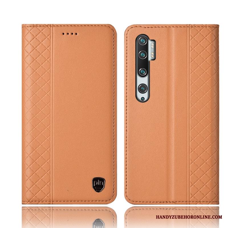 Mi Note 10 Kuori Ruudukko Murtumaton Nahkakotelo All Inclusive Pieni Suojaus Keltainen