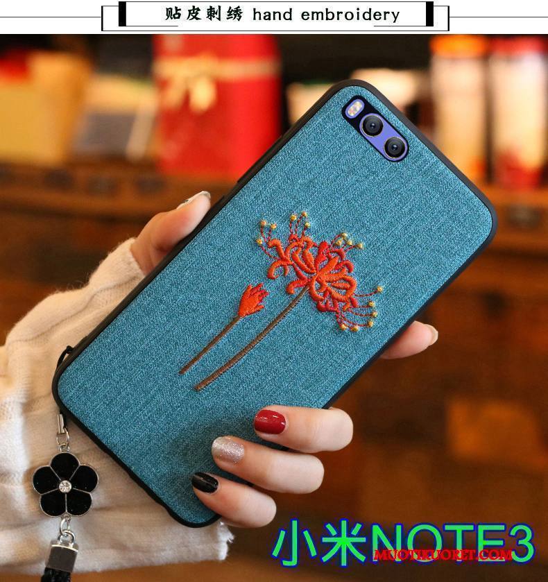 Mi Note 3 Kuori Vaaleansininen Pieni Kotelo Punainen Suojaus All Inclusive Kirjonta