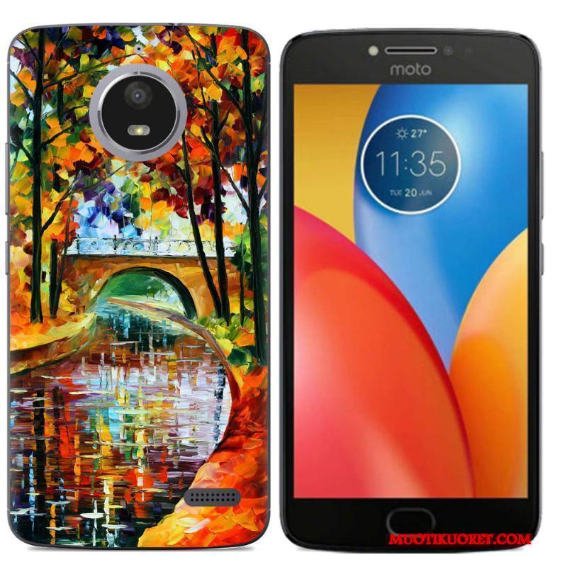 Moto E4 Puhelimen Kuoret Violetti Luova Silikoni Maalaus All Inclusive Kuori