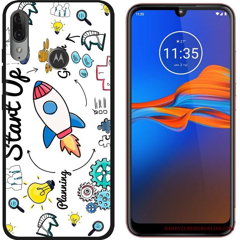 Moto E6 Plus Kuori Puhelimen Kuoret Pesty Suede Kotelo Maalaus Musta Trendi Luova