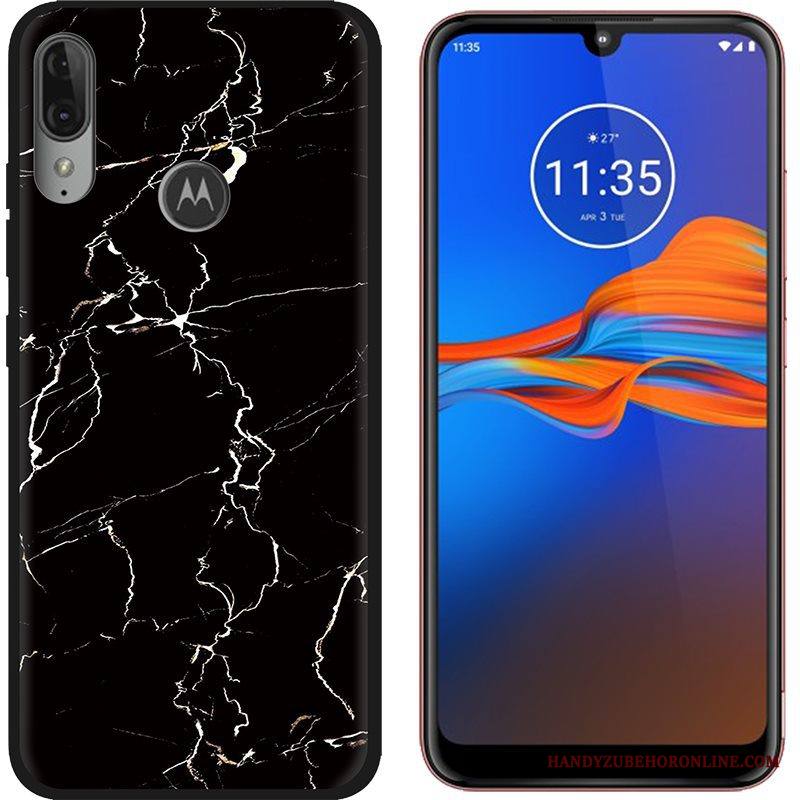 Moto E6 Plus Kuori Puhelimen Kuoret Pesty Suede Kotelo Maalaus Musta Trendi Luova