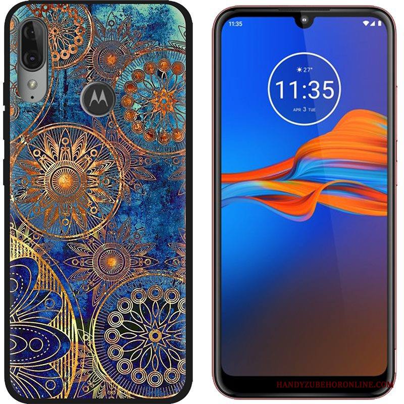 Moto E6 Plus Kuori Puhelimen Kuoret Pesty Suede Kotelo Maalaus Musta Trendi Luova