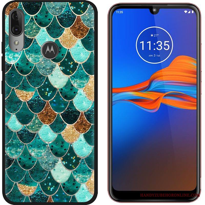 Moto E6 Plus Kuori Puhelimen Kuoret Pesty Suede Kotelo Maalaus Musta Trendi Luova