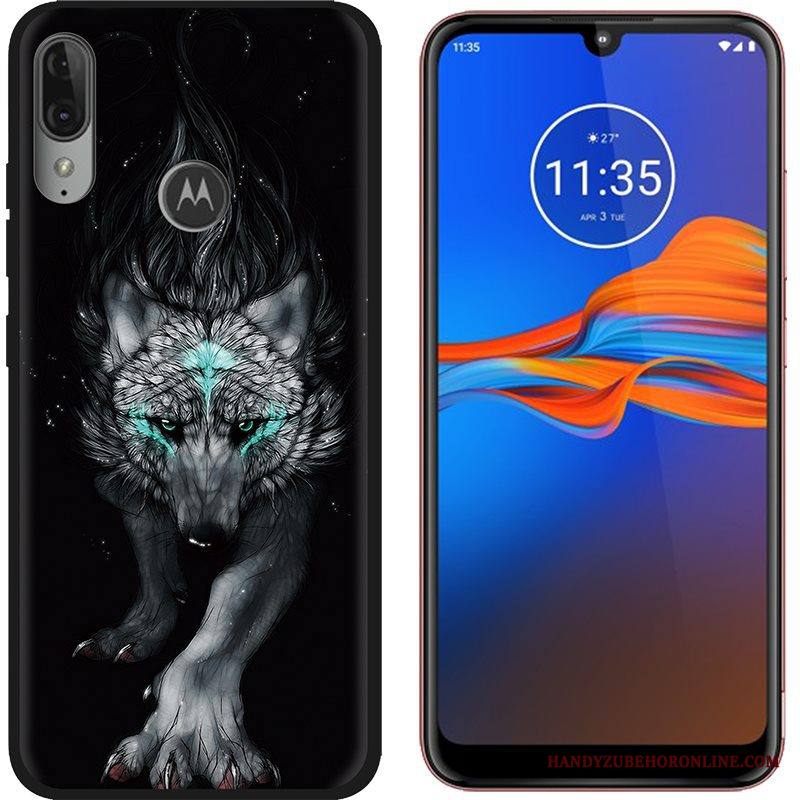 Moto E6 Plus Kuori Puhelimen Kuoret Pesty Suede Kotelo Maalaus Musta Trendi Luova