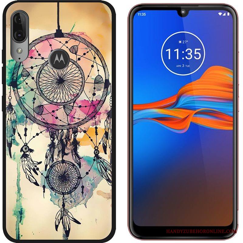 Moto E6 Plus Kuori Puhelimen Kuoret Pesty Suede Kotelo Maalaus Musta Trendi Luova