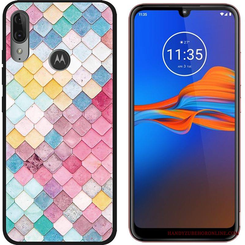 Moto E6 Plus Kuori Puhelimen Kuoret Pesty Suede Kotelo Maalaus Musta Trendi Luova