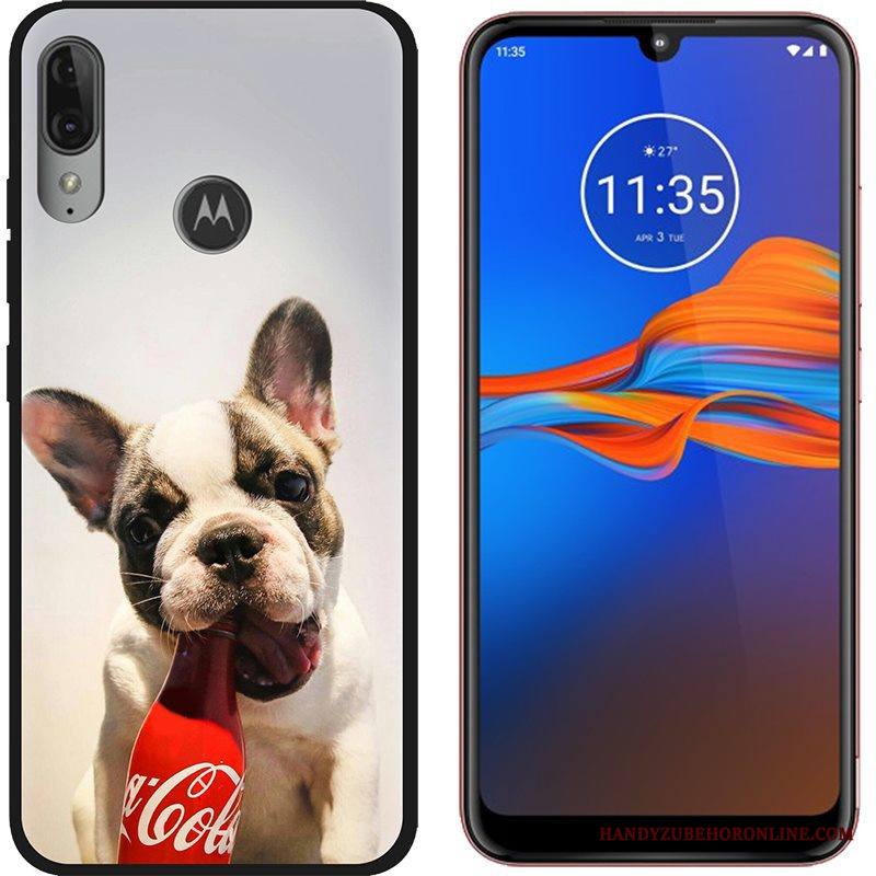 Moto E6 Plus Kuori Puhelimen Kuoret Pesty Suede Kotelo Maalaus Musta Trendi Luova