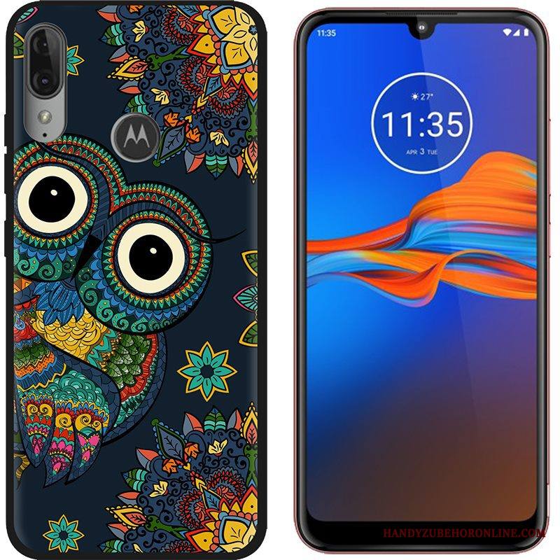 Moto E6 Plus Kuori Puhelimen Kuoret Pesty Suede Kotelo Maalaus Musta Trendi Luova