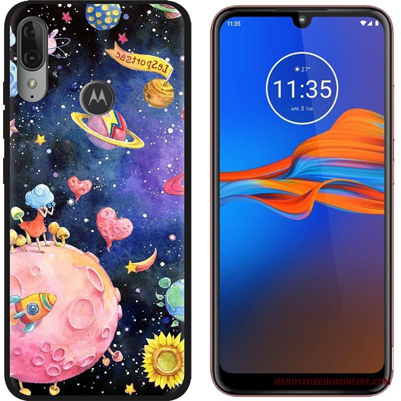 Moto E6 Plus Kuori Puhelimen Kuoret Pesty Suede Kotelo Maalaus Musta Trendi Luova