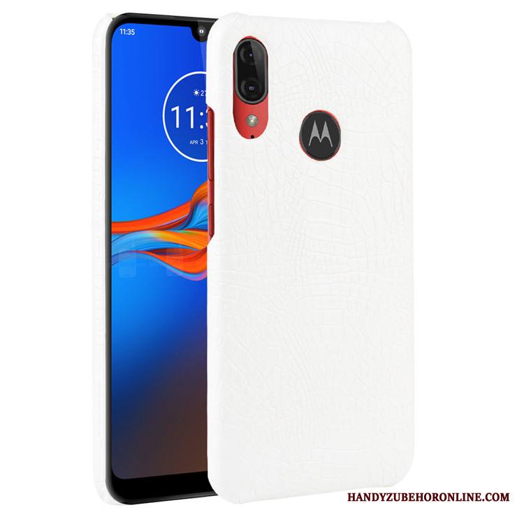 Moto E6 Plus Suojaus Nahka Kuori Kova Krokotiili Musta Kotelo