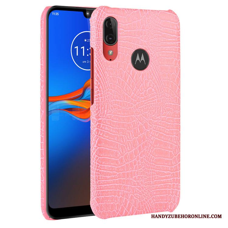 Moto E6 Plus Suojaus Nahka Kuori Kova Krokotiili Musta Kotelo