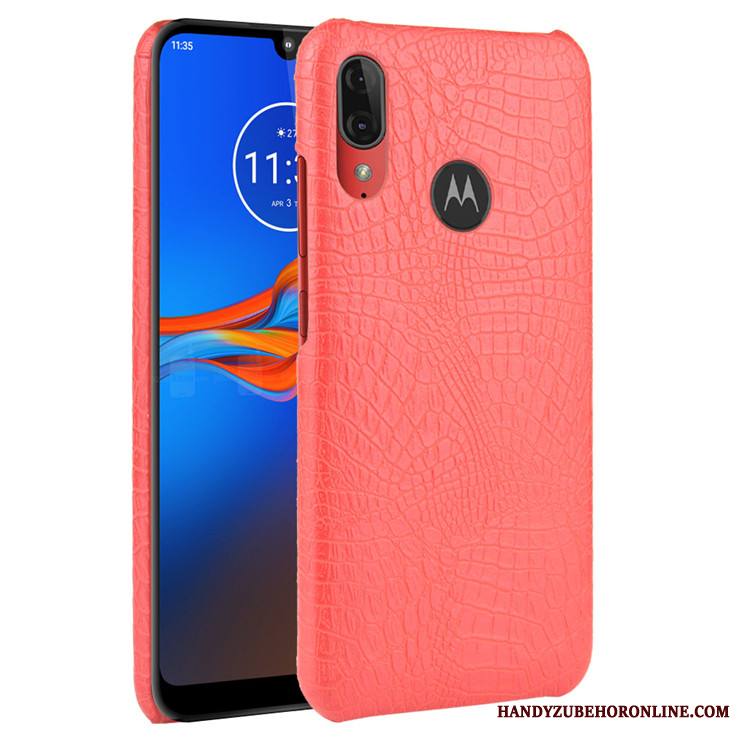 Moto E6 Plus Suojaus Nahka Kuori Kova Krokotiili Musta Kotelo