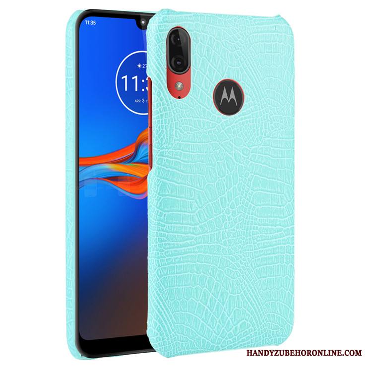 Moto E6 Plus Suojaus Nahka Kuori Kova Krokotiili Musta Kotelo