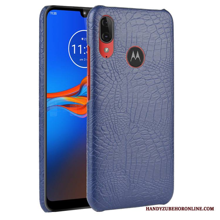 Moto E6 Plus Suojaus Nahka Kuori Kova Krokotiili Musta Kotelo