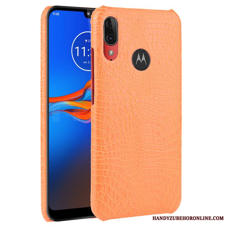 Moto E6 Plus Suojaus Nahka Kuori Kova Krokotiili Musta Kotelo