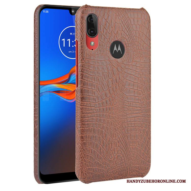 Moto E6 Plus Suojaus Nahka Kuori Kova Krokotiili Musta Kotelo