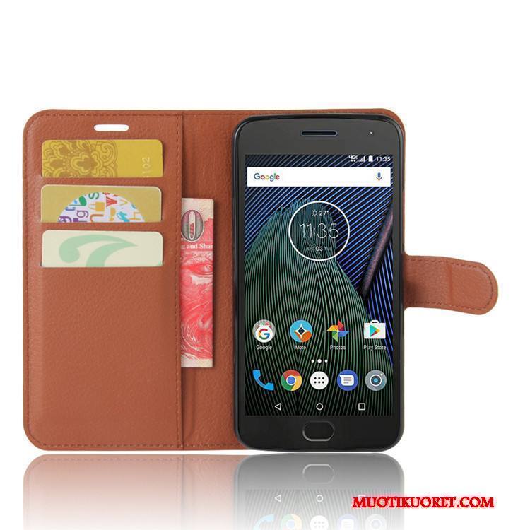 Moto G5 Kuori Kotelo Puhelimen Vaaleansininen Suojaus Kortti Nahkakotelo Salkku