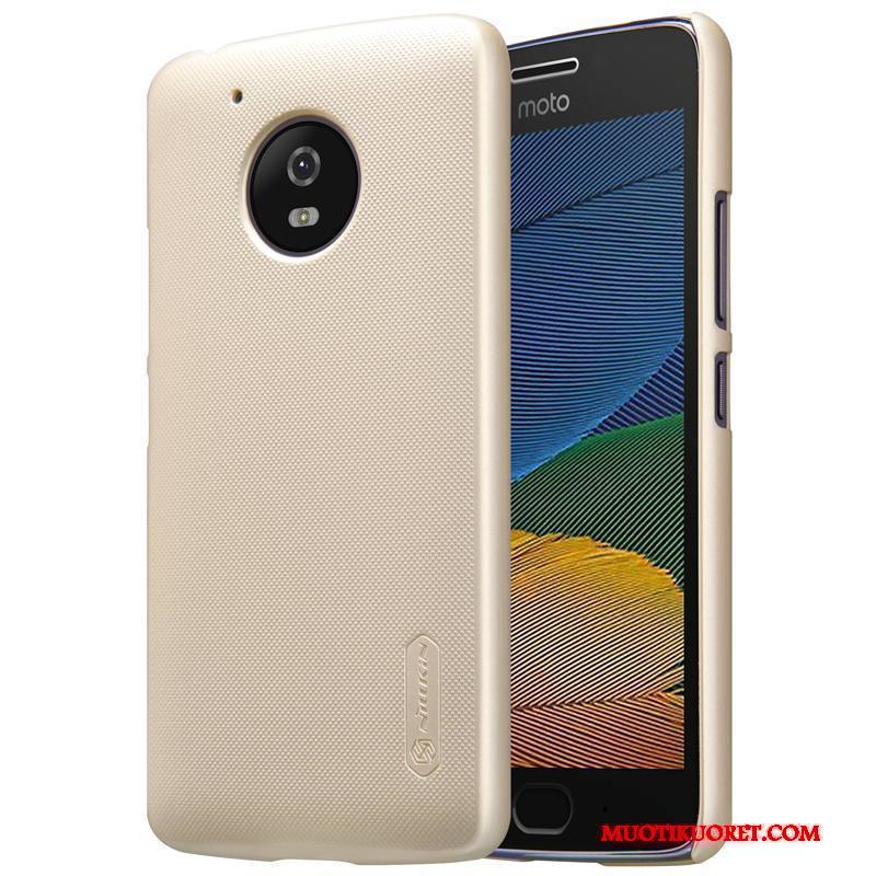 Moto G5 Kuori Kova Kulta Kotelo Valkoinen Puhelimen Kuoret Pesty Suede Liukumaton