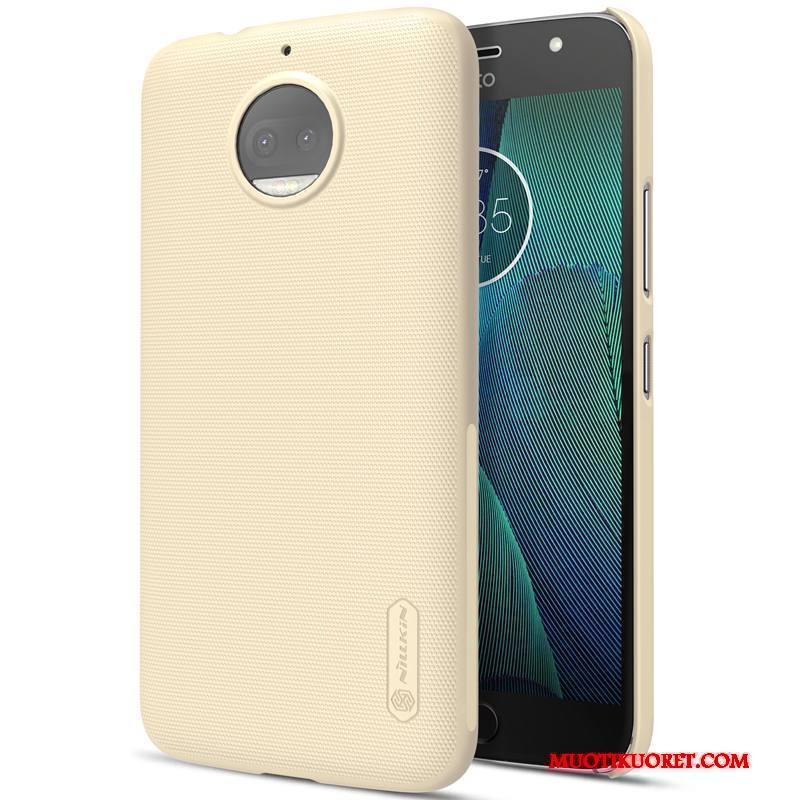 Moto G5 Plus Suojaus Kulta Puhelimen Kova Kuori Pesty Suede Kotelo