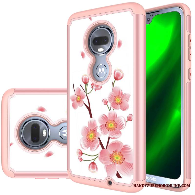 Moto G7 Kotelo Murtumaton Suojaus Kuori Nahka Robotti Violetti