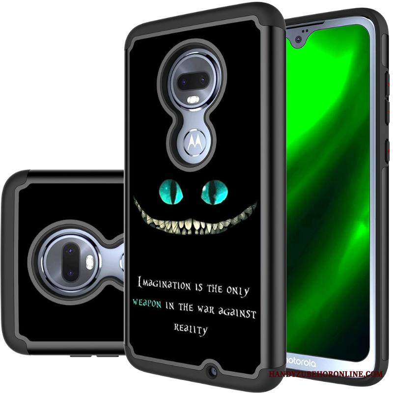 Moto G7 Kotelo Murtumaton Suojaus Kuori Nahka Robotti Violetti