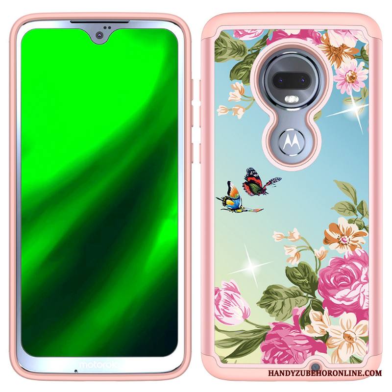 Moto G7 Kotelo Murtumaton Suojaus Kuori Nahka Robotti Violetti