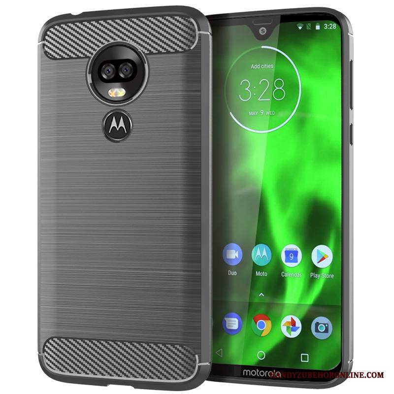 Moto G7 Plus Kuori Suojaus Johdin Kukkakuvio Kotelo Pehmeä Neste Silikoni Sininen