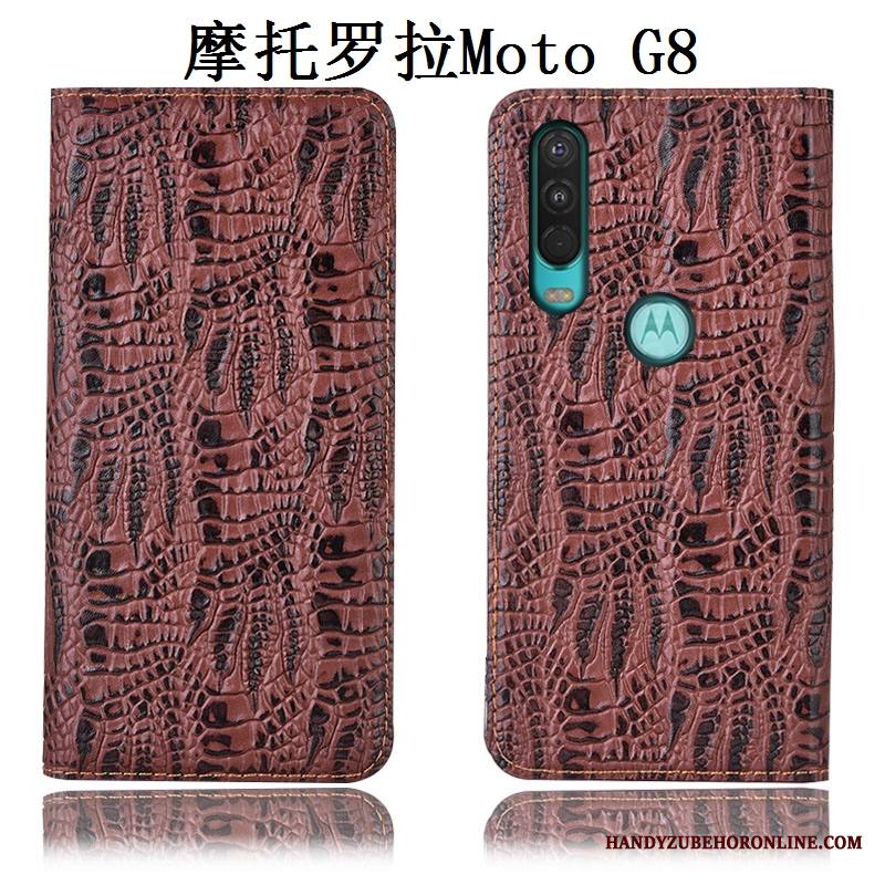 Moto G8 Kuori All Inclusive Murtumaton Puhelimen Kuoret Sininen Kotelo Suojaus Aito Nahka